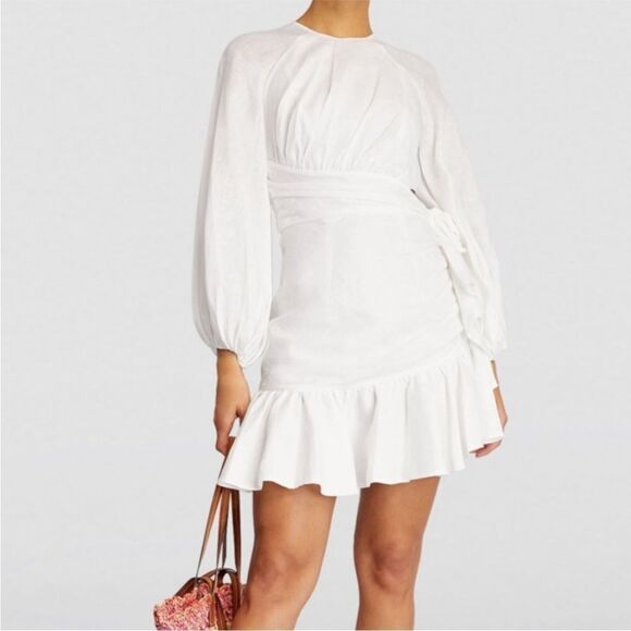Zimmermann Lyre White Wrap Billow Mini Ruffle Dress, Size AU 1/US 6 - Picture 1 of 14